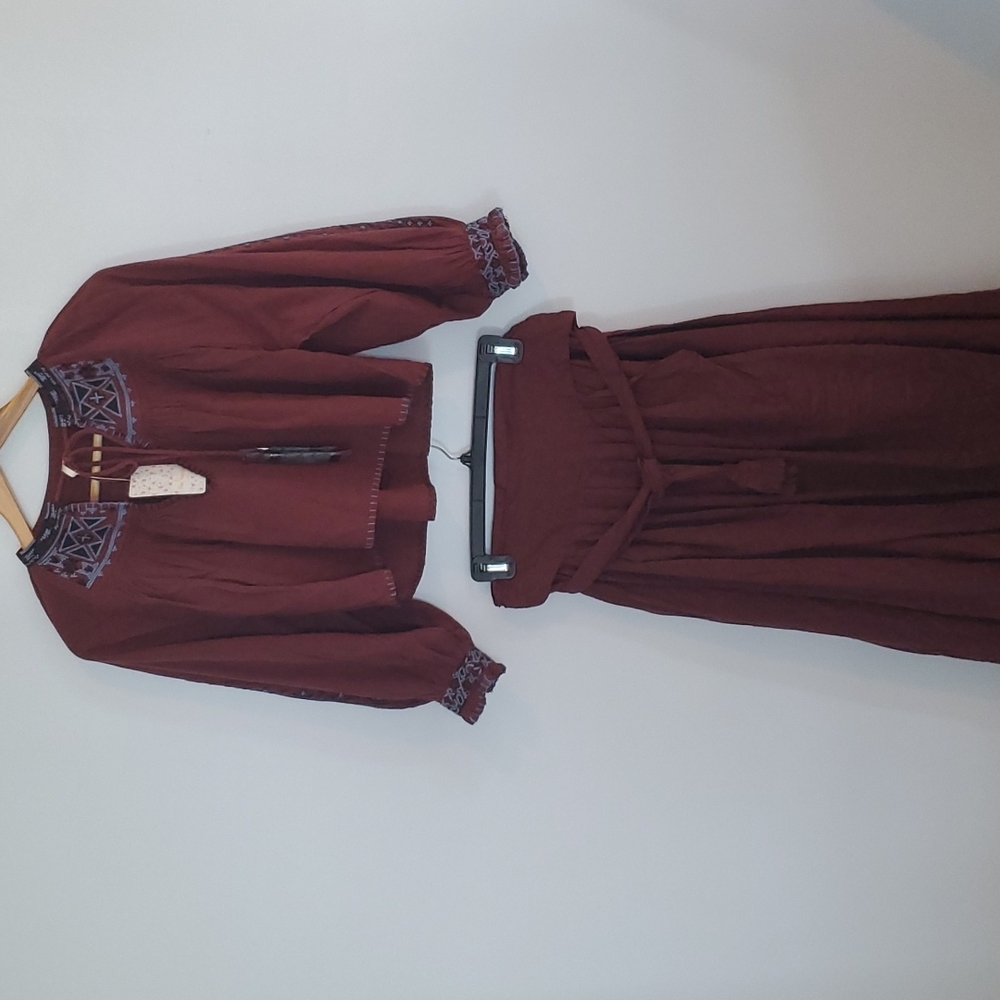 NWT Free people wrap skirt and boho embroidered crop top - Picture 2 of 13